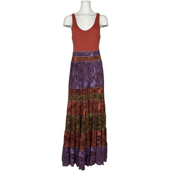 Anthropologie Colima Maxi Dress MP Petite Sleeveless Tiered Colorblock Fall - Picture 12 of 12